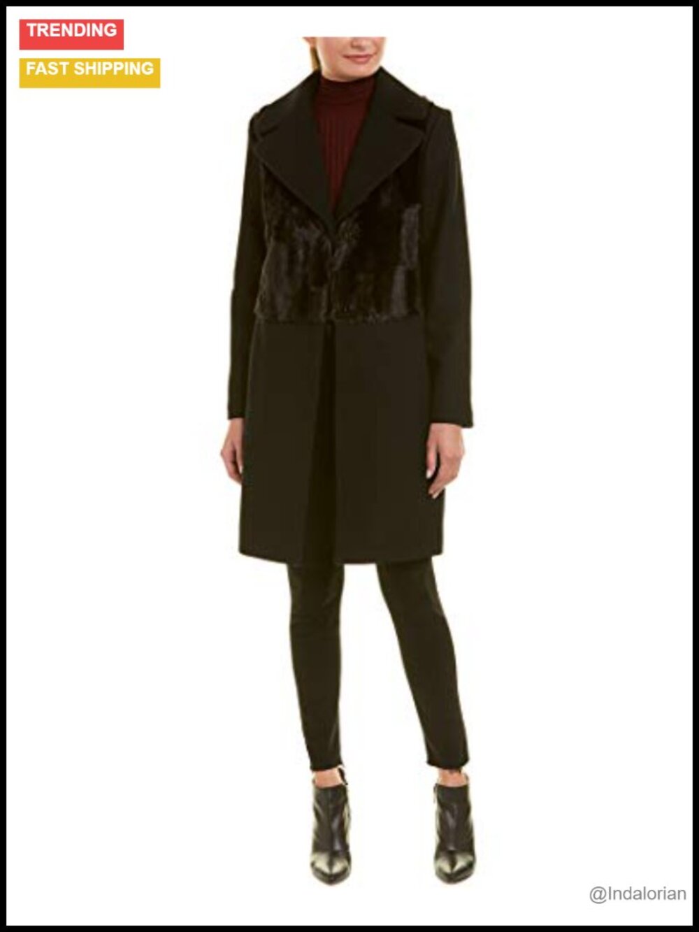 Wool Blend Trench Coat Regular Fit Snap Closure Dry Clean